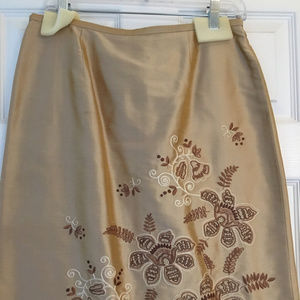 Ann Taylor silk skirt with embroidery and beading